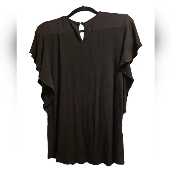 Daniel Rainn black v-neck flutter sleeve top L - Picture 2 of 4